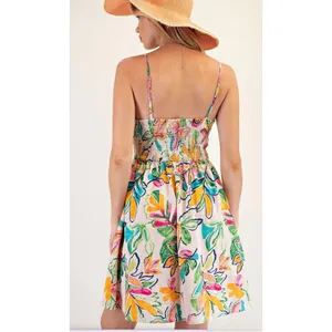 Easel Los Angeles‎ Floral Print Wrap V Neck Smocked Back Mini Dress L thumbnail 9