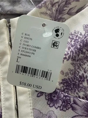 Free People Intimately Ivory Purple Floral Mesh Corset Bodysuit Size Large NWT thumbnail 5