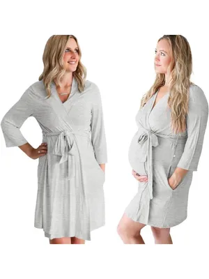 Posh Peanut Mommy Robe in Light Gray Size Small Soft Maternity thumbnail 2