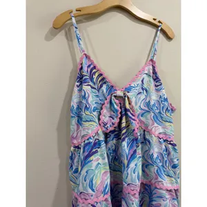 Simply Southern Tiered Mini Dress XXL Blue Purple Swirl Ric Rac Trim Sleeveless thumbnail 3