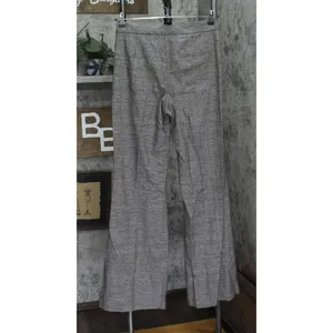 NWT Mango Womens Wool Blend Flared Leg Suit Pants Gray Brown Check EUR 38 (US 5) thumbnail 4