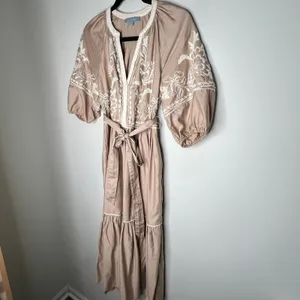 Antonio Melani Tan Embroidery Midi Dress Size 2 thumbnail 3