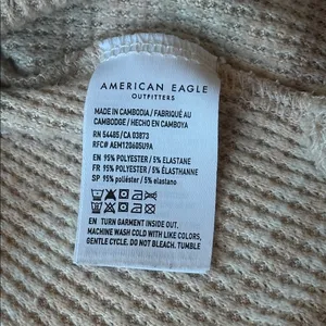 American Eagle Long Sleeve Oversized Peach/Nude Camo Waffle V Neck Top size XL thumbnail 10