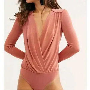 Free People Turnt‎ Long Sleeve Bodysuit in Ginger Spice Sz M thumbnail 3