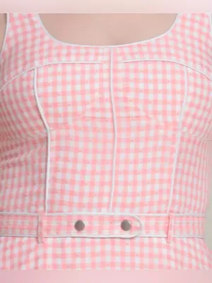 AVEC LES FILLES Bustier Bodice Gingham Midi Dress thumbnail 3