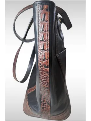 🔥 VINTAGE GRAIL! Rare 90s BRAHMIN Tuscan Croc & Smooth Leather Shoulder Tote Ba thumbnail 4