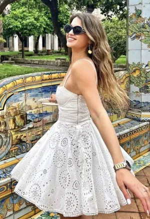 ZARA mini dress Crochet Embroidered openwork boho sundress summer thumbnail 6
