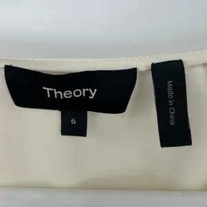 Theory Revolve Ivory Soft Satin LS Twist Blouse V-Neck‎ Long Sleeve Top Size 6 thumbnail 4