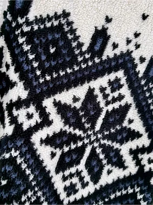 Eddie Bauer 90s Vintage Fleece Pullover Sweater Jacket Snowflake Fair Isle Large thumbnail 5