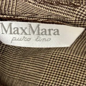 Vintage 90s MaxMara 100% Linen Blazer Sz 2 Made in Italy Brown Check Old‎ Money thumbnail 9
