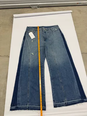DSN Wide Leg Distressed Two Tone Blue Denim Jeans Womens Size 18 NWT thumbnail 3