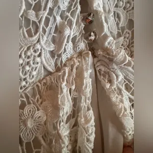 Vintage Felix Arbeo White Chiffon Lace Dress Romantic Long Sleeve 70s Small thumbnail 3