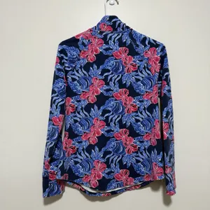 Lilly Pulitzer UPF 50+ Skipper Popover in Low Tide Navy‎ Its Ofishell Blue Pink thumbnail 6