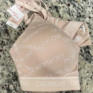 Calvin Klein CK One lightly lined pinkish/beige adjustable strap bra thumbnail 1