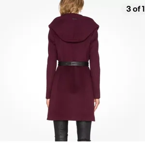 Soia & Kyo Arya Wool Blend Hooded Coat in Merlot Size Small thumbnail 4