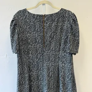 Apt 9 Abstract Herringbone Puff Sleeve Sheath Midi Dress Zipper XL Black White thumbnail 5