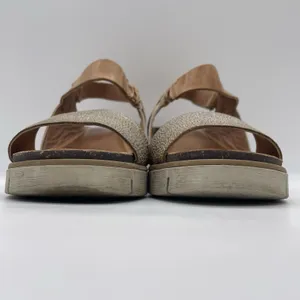 Diba True Womens 8 Sandals Bye Golly Wedge‎ Cheetah Cow Fur Leather Brown Gold thumbnail 9
