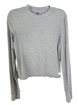 NEW Vuori Women’s Long Sleeve Ribbed Mudra Fitted Tee Top Gray Size XL thumbnail 4