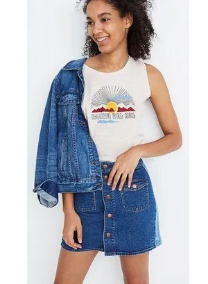 Madewell Straight Denim Mini Skirt: Pieced Edition thumbnail 1