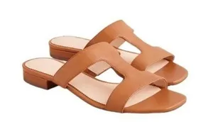 J. Crew Leather Hazel Cutout Flat Sandals Rich Oak Size 8 retail $138 thumbnail 1