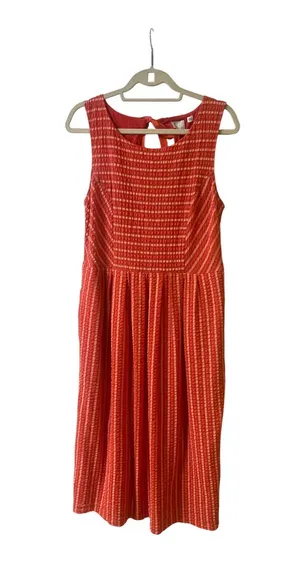 Anthropologie seersucker dress by Postmark 9-H15 ST CL orange sz Large thumbnail 3
