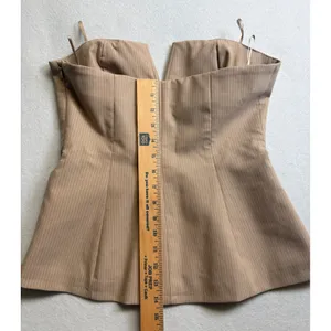 Zara Womens Tan Pinstripe Strapless V-Neck Bustier Top Size Medium NWT thumbnail 13