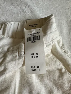 NWT Abercrombie & Fitch Women's High-Rise White Linen-Blend Shorts thumbnail 4