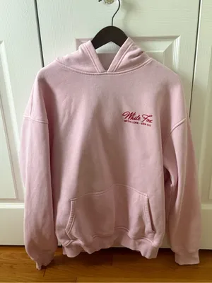White Fox With Love & Kisses Oversized Hoodie in Baby Pink thumbnail 2