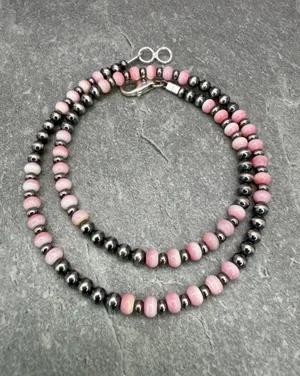 Handmade 16” Navajo Style Sterling Silver Pearls Necklace thumbnail 3
