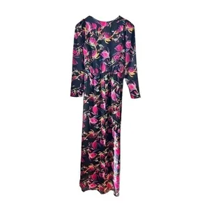 DELFI Collective Floral Ruched Maxi‎ Dress Front Slit Small Wedding Guest thumbnail 3
