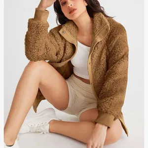 Merokeety tan Sherpa snap front shacket size M thumbnail 9