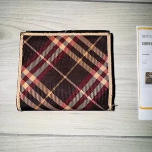 Burberry Blue Label tri-fold wallet in a burgundy‎ and tan plaid pattern thumbnail 7