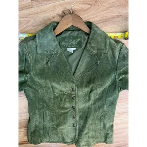 VTG Live A Little Green Suede Leather Jacket Wm MD Boho Y2K 90 Punk Gilmore Girl thumbnail 13