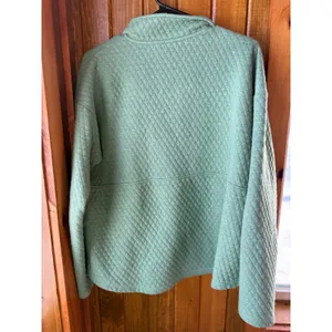 Eddie Bauer‎ Cozy Quilted Quarter Zip Pullover Sweatshirt Women's XL Green thumbnail 2