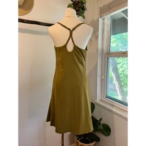 Olive Green Knee Length Built in Short Bra Tank Athletic Dress Size Large thumbnail 5