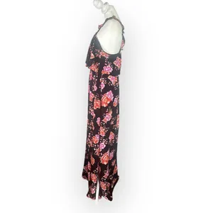 Tularosa Santorini Maxi Dress Women's Med Black Pink Floral Sleeveless Halter thumbnail 4