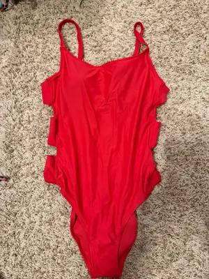 Shade & Shore Bright Red Side-Cut One-Piece Swimsuit thumbnail 2