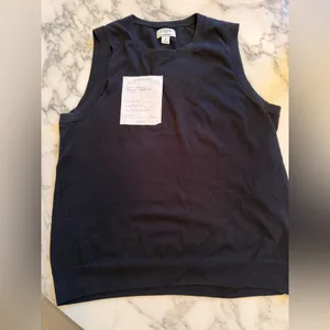 EUC J. Crew Jackie Shell Cotton Sweater Vest Black M holes in right arm seam thumbnail 4