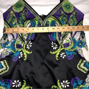 Ice Cocktail Dress Size 10 Vintage Party Silky Adjustable Straps Black Purple thumbnail 7