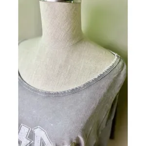 AC/DC Women's Short Sleeve Cropped T-shirt Grey Band Tee Fringe Size XL thumbnail 9