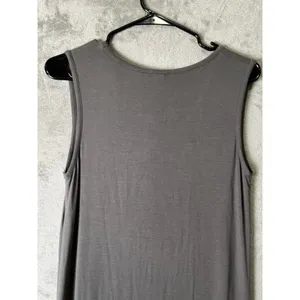 White + Warren Soft VNeck Tank Dress Flint Gray Sleeveless Jersey Knit Small New thumbnail 4
