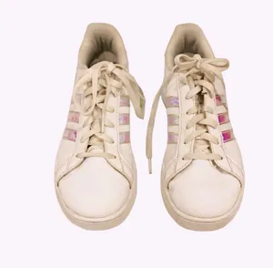 Adidas Holographic White Sneakers Shoes M3 W 4.5 5 Athletic Retro Metallic thumbnail 2