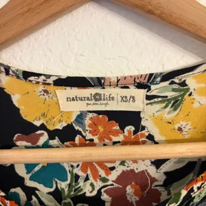 Natural Life Sage Midi Dress XS/S Boho Tiered Floral Keyhole Peasant Cottagecore thumbnail 5