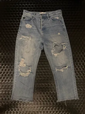 {KANCAN} Distressed Cropped Straight Leg Jeans thumbnail 1