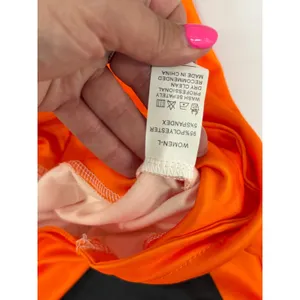 Halloween Pumpkin Jack-O-Lantern Hooded Jumpsuit Costume Orange Women L thumbnail 4
