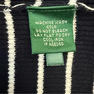 Ralph‎ Lauren Black and White Striped Sweater Top Size Large V-neck thumbnail 5
