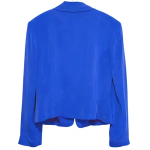 Vintage Allison Taylor Silk Blazer Jacket Small Blue 80s Retro Preppy Career thumbnail 3