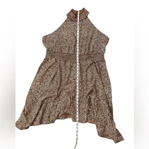 Maurice's Airy Lightweight Brown Printed Smocked Nick Neck Shark Bite Hem Pull Over Dress thumbnail 5