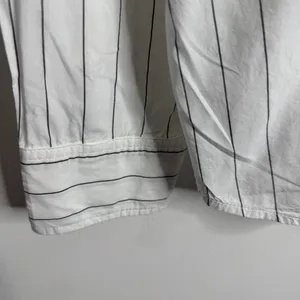 American Eagle Women's White Button Front Striped Shirt Large Oversized‎ Dressy thumbnail 7