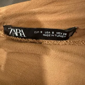 Zara Tan Flowy Neckline Silk Top Size Small EUC thumbnail 3